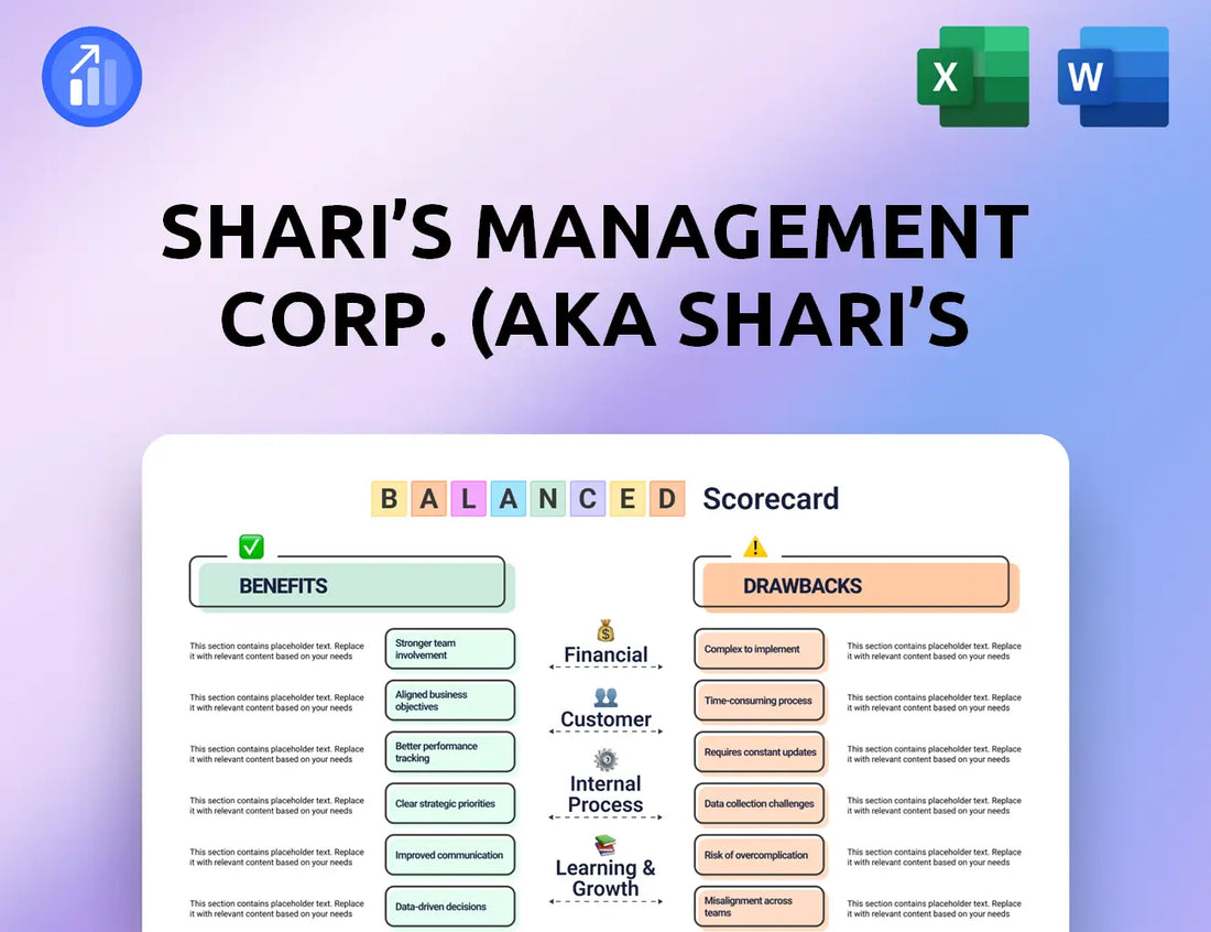 Shari's Management Corp. (aka Shari's Restaurants) Balanced Scorecard